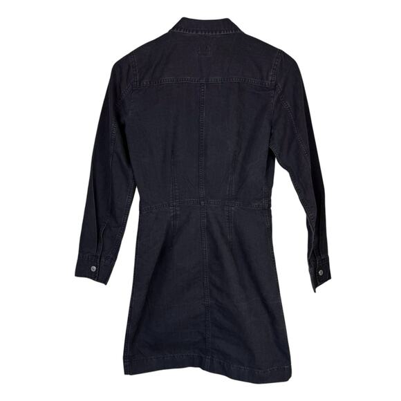 Levi’s Ellie Black Denim Long Sleeve Snap Button Waist Defined Trucker Dress - Picture 13 of 15